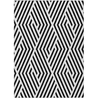 Photo of Black and White Geometric Washable Non Skid Indoor Outdoor Area Rug