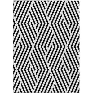 Photo of Black and White Geometric Washable Non Skid Indoor Outdoor Area Rug