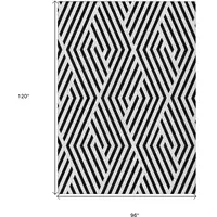 Photo of Black and White Geometric Washable Non Skid Indoor Outdoor Area Rug