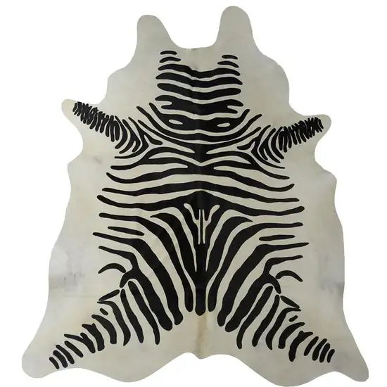 Black and White Stenciled Cowhide Rug Photo 1