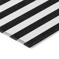 Photo of Black and White Striped Washable Non Skid Indoor Outdoor Area Rug