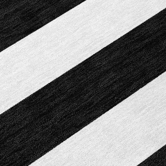 Black and White Striped Washable Non Skid Indoor Outdoor Area Rug Photo 9