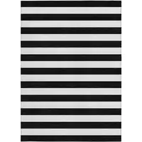 Photo of Black and White Striped Washable Non Skid Indoor Outdoor Area Rug