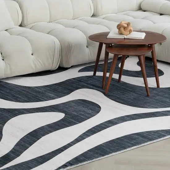 Black and White Zebra Print Area Rug Photo 5