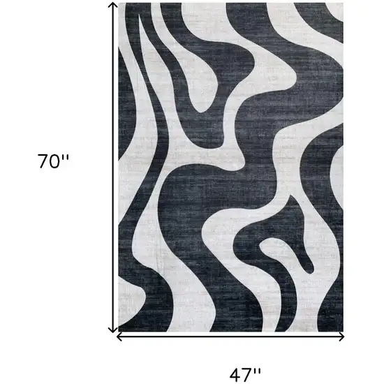 Black and White Zebra Print Area Rug Photo 6