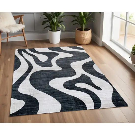 Black and White Zebra Print Area Rug Photo 4