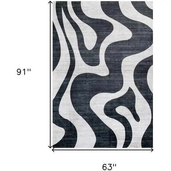 Black and White Zebra Print Area Rug Photo 6