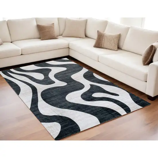 Black and White Zebra Print Area Rug Photo 5