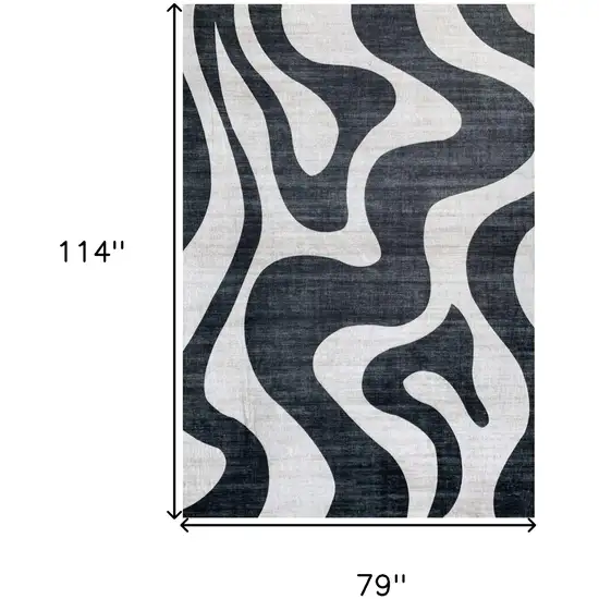 Black and White Zebra Print Area Rug Photo 6