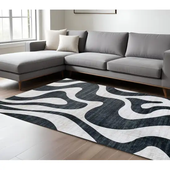 Black and White Zebra Print Area Rug Photo 5