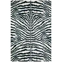 Photo of Black and White Zebra Print Round Shag Handmade Non Skid Area Rug