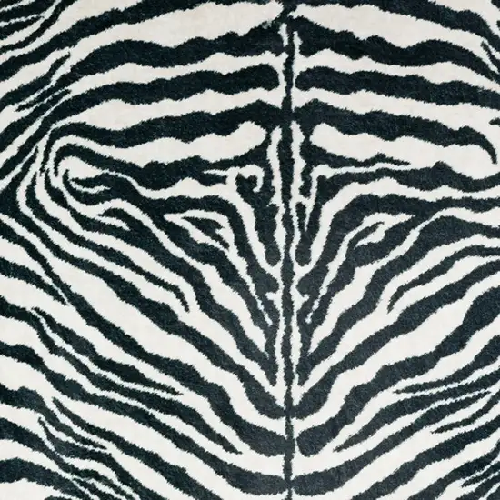 Black and White Zebra Print Shag Handmade Non Skid Area Rug Photo 3