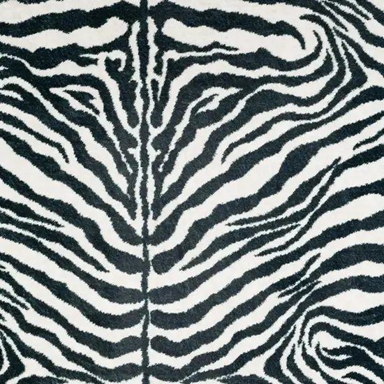 Black and White Zebra Print Shag Handmade Non Skid Area Rug Photo 3