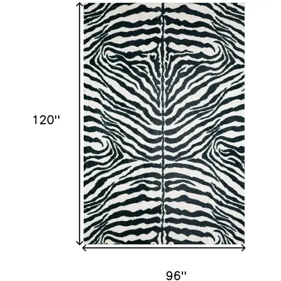 Black and White Zebra Print Shag Handmade Non Skid Area Rug Photo 6