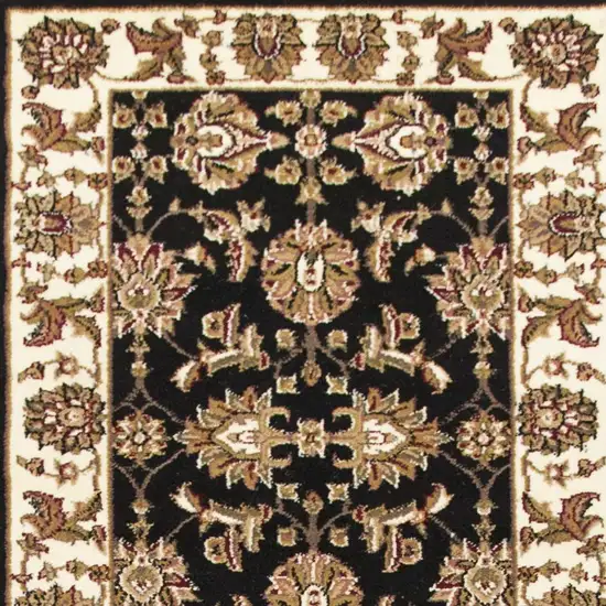 2' X 8' Black Or Ivory Traditional Bordered Rug Photo 5