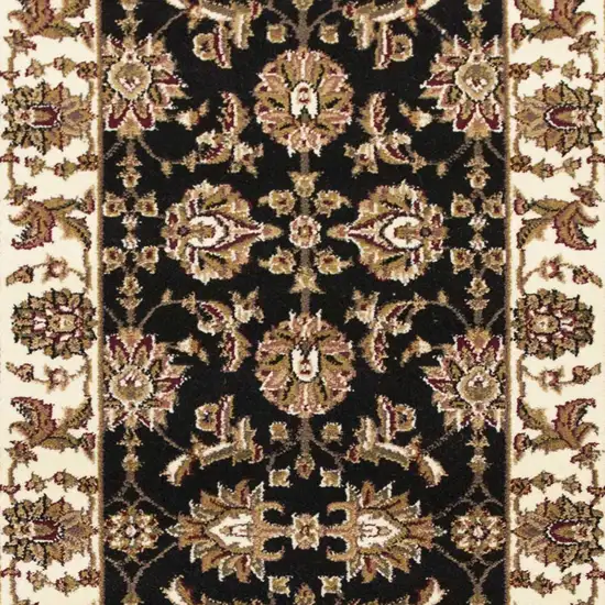 Black or Ivory Traditional Bordered Rug Photo 2