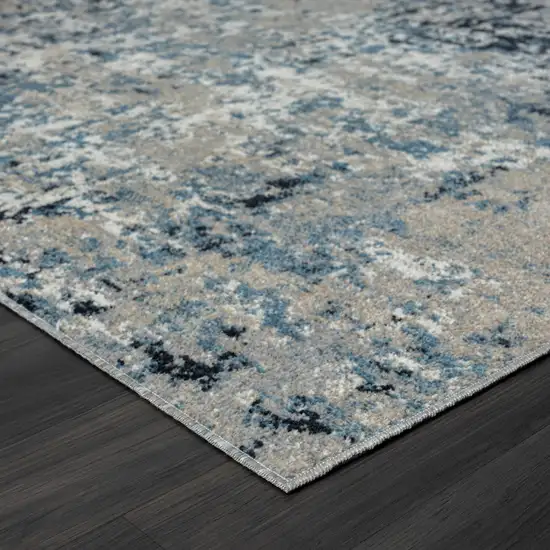 Blue Abstract Distressed Washable Area Rug Photo 4