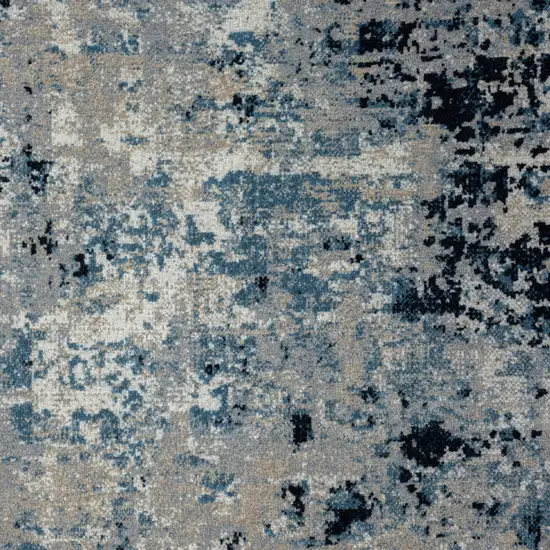 Blue Abstract Distressed Washable Area Rug Photo 8