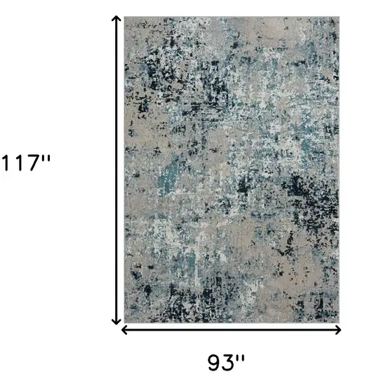 Blue Abstract Distressed Washable Area Rug Photo 10