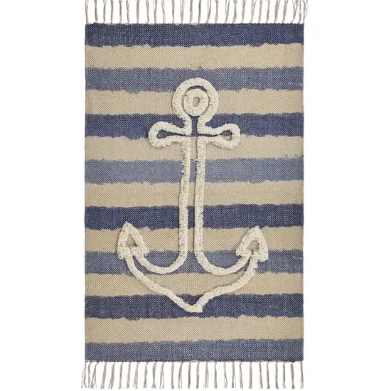 Blue Abstract Hand Woven Area Rug Photo 2