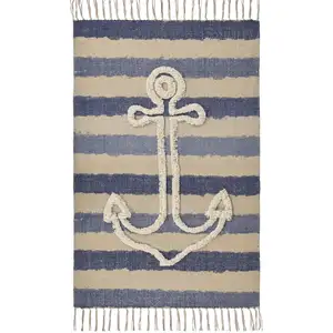 Photo of Blue Abstract Hand Woven Area Rug