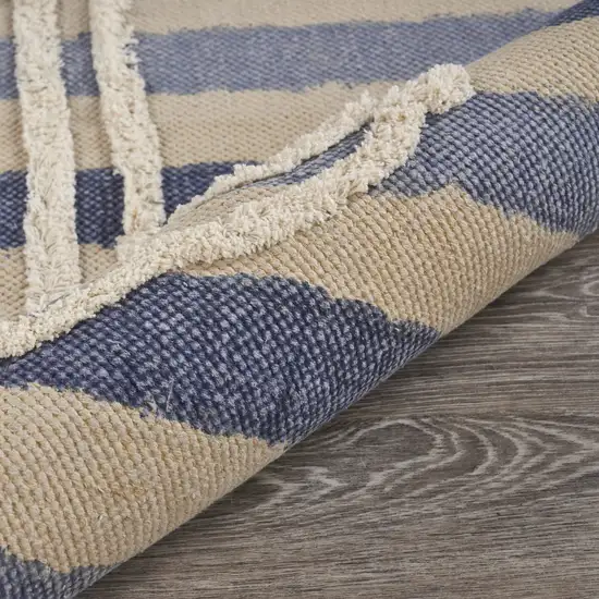 Blue Abstract Hand Woven Area Rug Photo 9