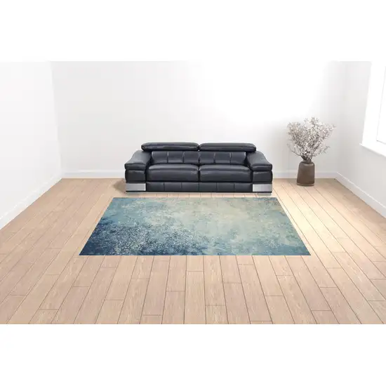 Blue Abstract Power Loom Area Rug Photo 2