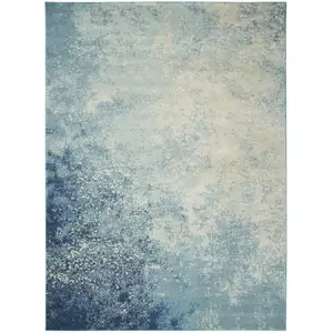 Photo of Blue Abstract Power Loom Area Rug