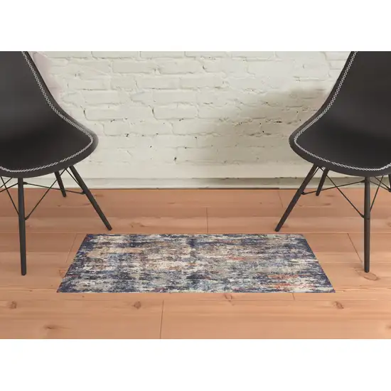 Blue Abstract Power Loom Area Rug Photo 2