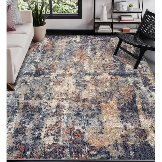 Blue Abstract Power Loom Area Rug Photo 5