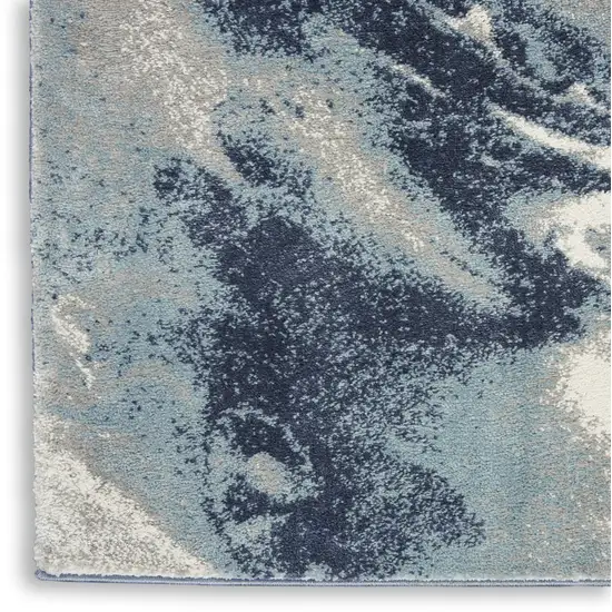 Blue Abstract Power Loom Area Rug Photo 8