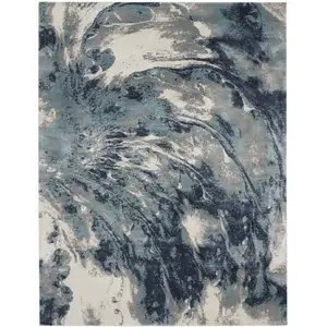 Photo of Blue Abstract Power Loom Area Rug