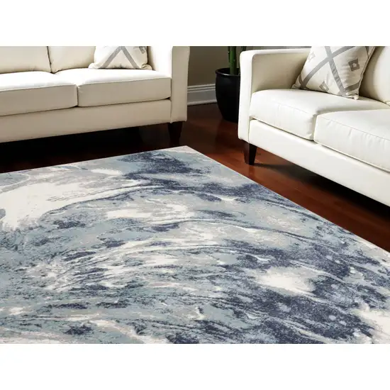 Blue Abstract Power Loom Area Rug Photo 1