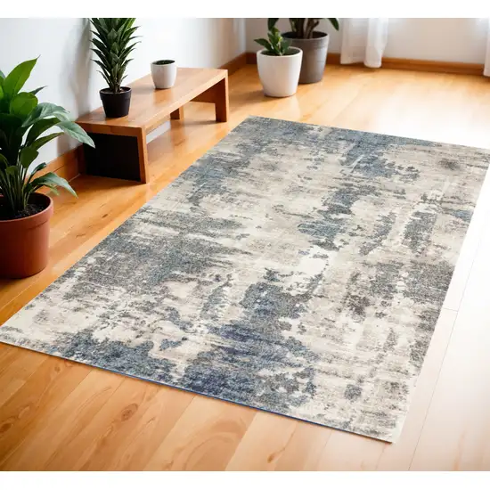 Blue Abstract Power Loom Area Rug Photo 1