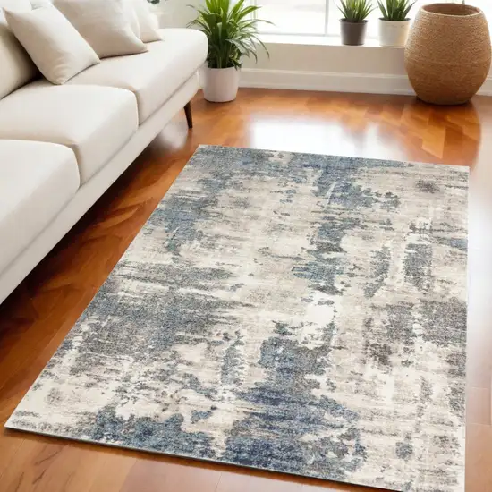 Blue Abstract Power Loom Area Rug Photo 1