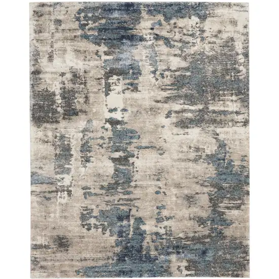 Blue Abstract Power Loom Area Rug Photo 4