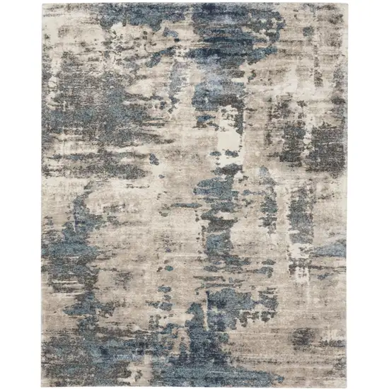 Blue Abstract Power Loom Area Rug Photo 2