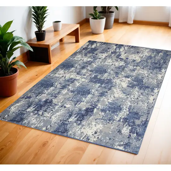 Blue Abstract Power Loom Area Rug Photo 1