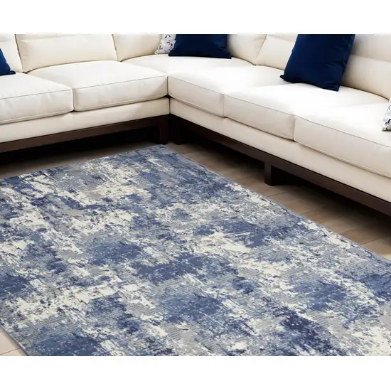 Blue Abstract Power Loom Area Rug Photo 1