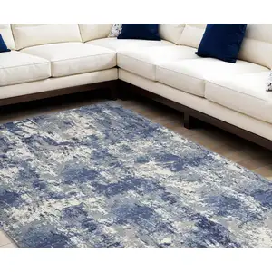 Photo of Blue Abstract Power Loom Area Rug