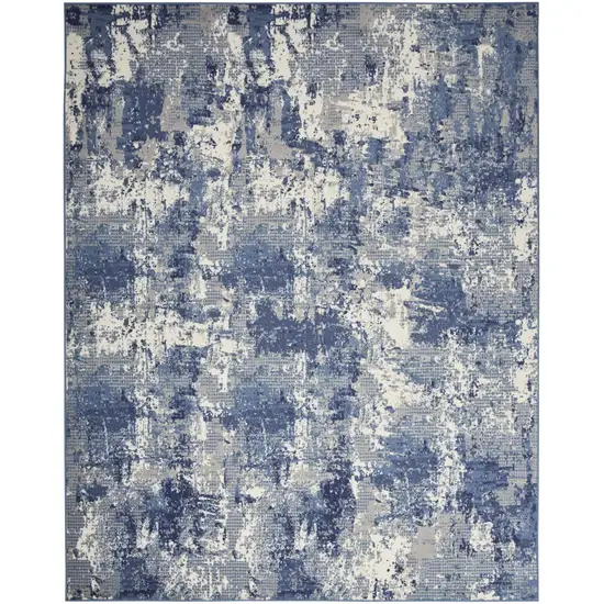 Blue Abstract Power Loom Area Rug Photo 4