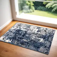 Photo of Blue Abstract Power Loom Area Rug