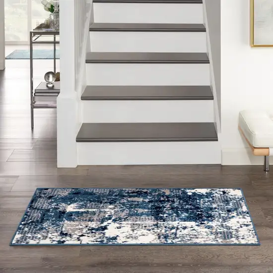 Blue Abstract Power Loom Area Rug Photo 8