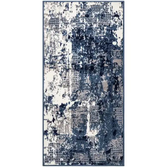 Blue Abstract Power Loom Area Rug Photo 4