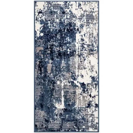 Blue Abstract Power Loom Area Rug Photo 2