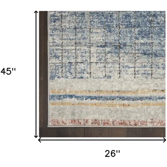 Blue Abstract Power Loom Distressed Non Skid Area Rug Photo 6