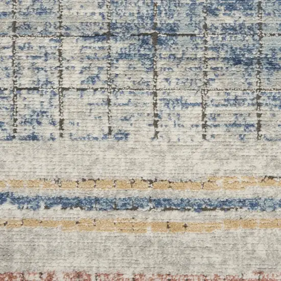 Blue Abstract Power Loom Distressed Non Skid Area Rug Photo 4