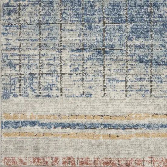 Blue Abstract Power Loom Distressed Non Skid Area Rug Photo 5