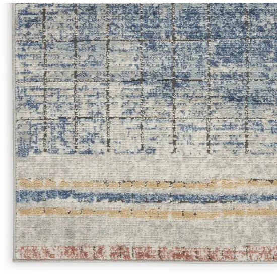 Blue Abstract Power Loom Distressed Non Skid Area Rug Photo 2