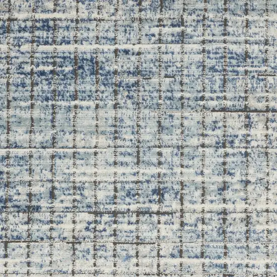 Blue Abstract Power Loom Distressed Non Skid Area Rug Photo 7